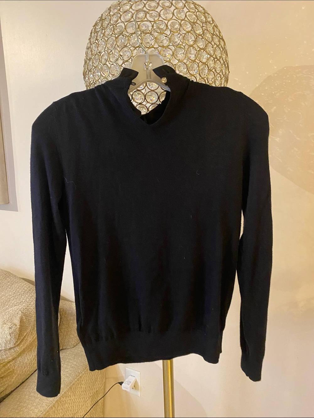 Ted Baker London Black Ruffle Pintuck Mock-Neck Sweater - Picture 4 of 5